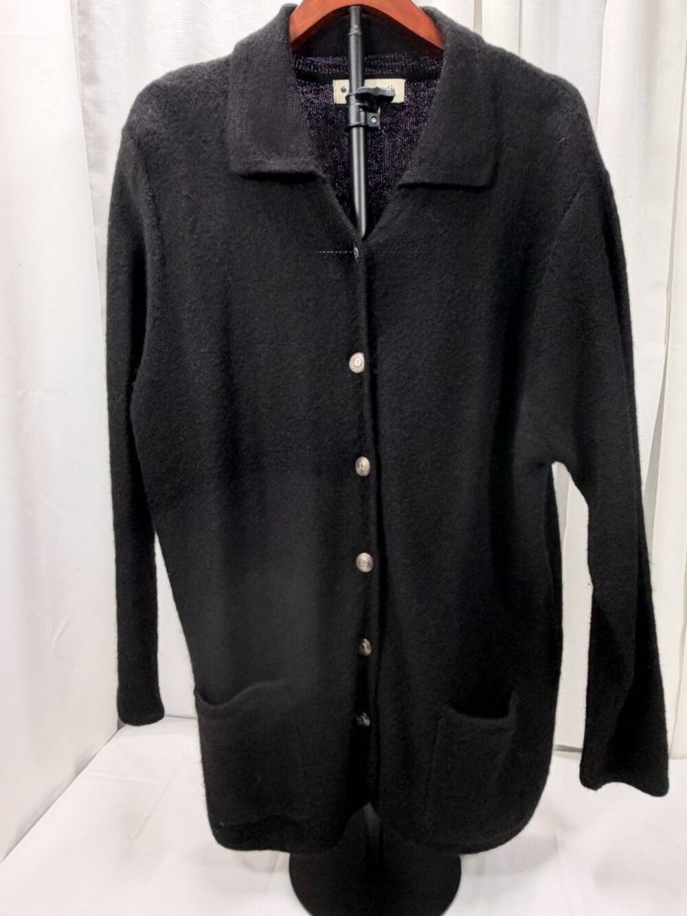Appleseed's Black Button Front Knit Cardigan Sweater Jacket 1X